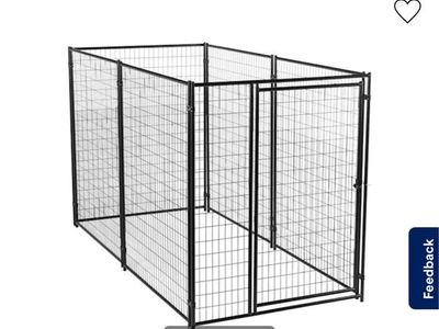 Lucky Dog Black Modular Welded Wire Kennel - 10'L x 5'W x 6'H Outdoor Dog Enclosure