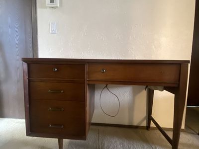 Vintage Mid Century Desk, Singer 600 Sewing Machine, Mcm, Retro, Unique, Walnut