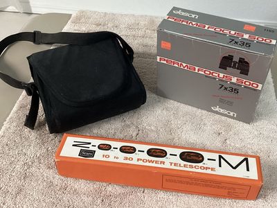 Night-Vision Binoculars, 7x35 Binoculars, and Vintage Telescope (3-Item Optics Collection)