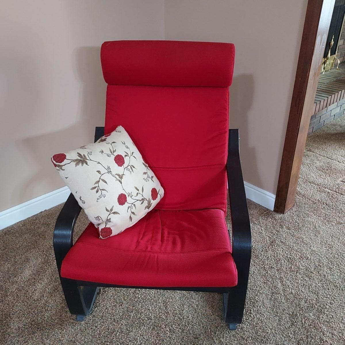 Red IKEA Chair & Pillow
