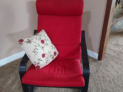 Red IKEA Chair & Pillow