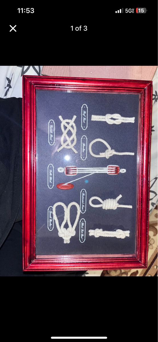 Nautical Knot Shadow Box Display - Red Framed Sailor's Knots Wall Decor
