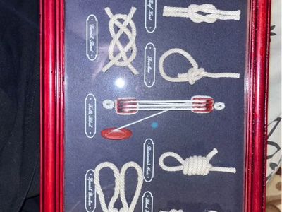 Nautical Knot Shadow Box Display - Red Framed Sailor's Knots Wall Decor