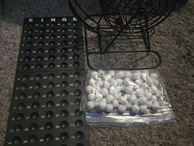 Bingo balls and wheel
