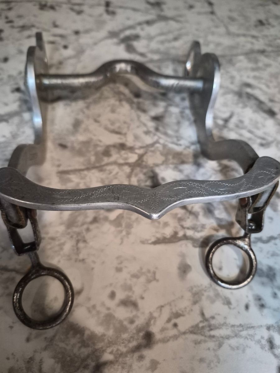 Vtg Crockett Aluminum Low Port Curb Bit Plain Shank Western Horse Tack Stamped