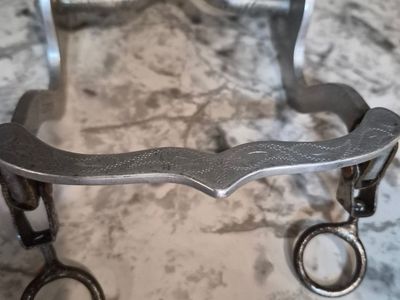 Vtg Crockett Aluminum Low Port Curb Bit Plain Shank Western Horse Tack Stamped