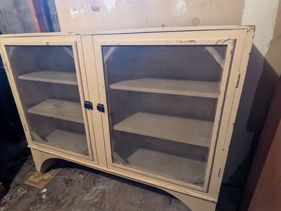 Antique Farmhouse Pie Safe Cabinet - White (55" W x 45" H)