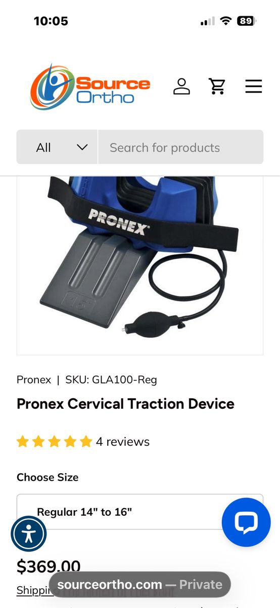 Pronex Cervical Traction Device - Regular 14"-16" for Neck Pain Relief with Carry Bag