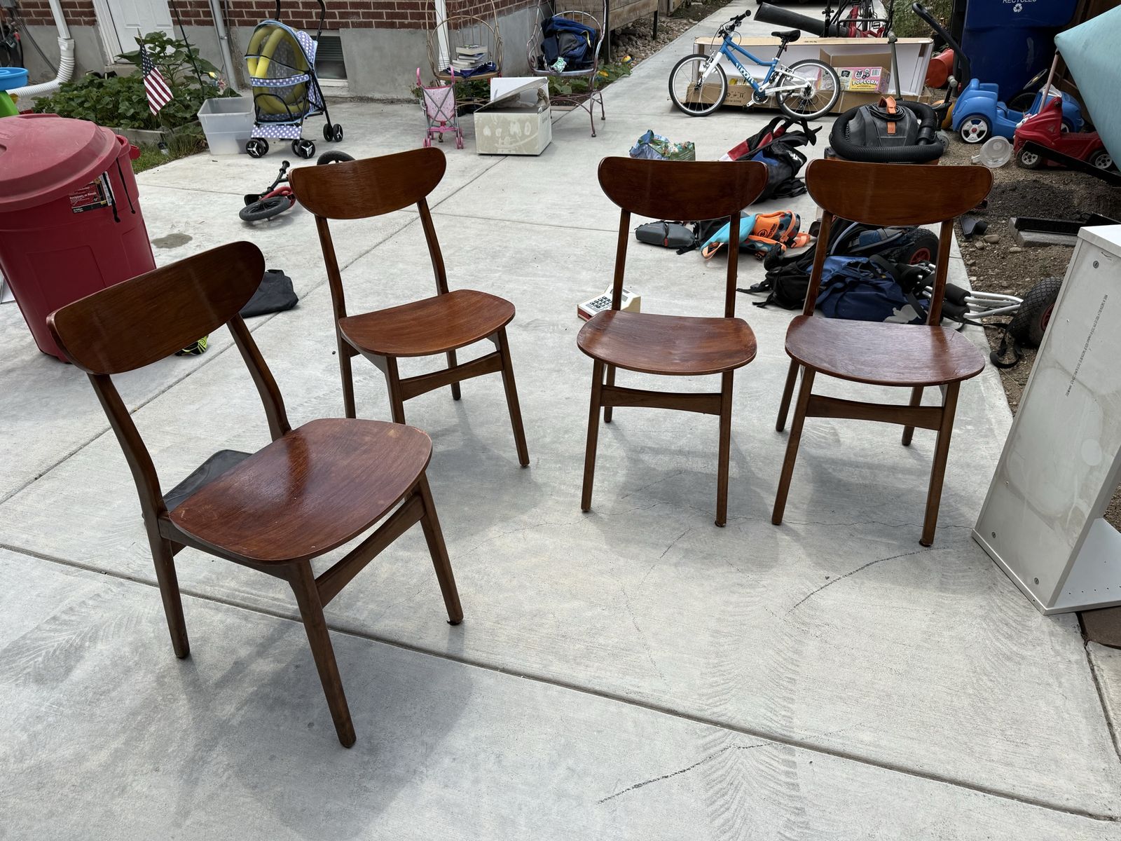 West Elm Mid-Century Modern Wood Dining Chairs - Set of 4