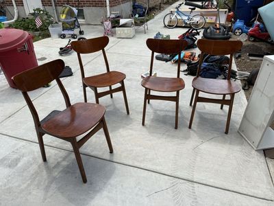 West Elm Mid-Century Modern Wood Dining Chairs - Set of 4