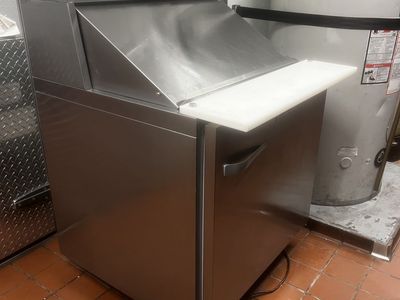 Stainless Steel Commercial Fridge with Cutting Board & Storage