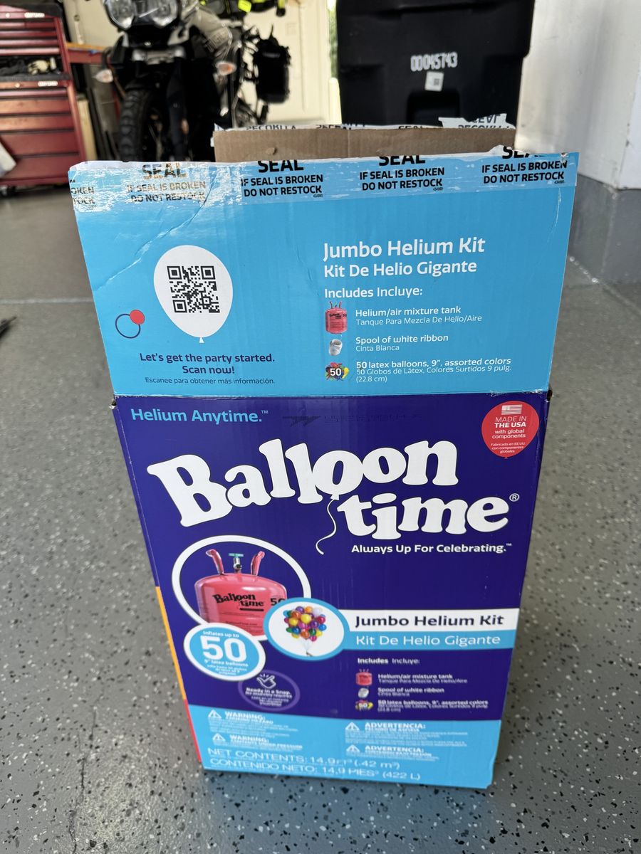 Balloon Time Jumbo Helium Kit - 50 Balloon Capacity Tank with assorted balloons