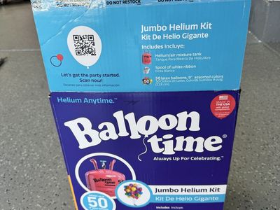 Balloon Time Jumbo Helium Kit - 50 Balloon Capacity Tank with assorted balloons