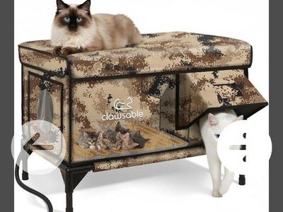 Clawsable Insulated Heated Outdoor Cat House with Escape Door & Waterproof Design - Camouflage (NEW)