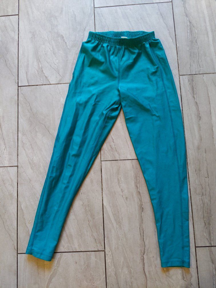Vintage 80s or 90s Teal Lycra/Nylon Medium Leggings - Made in USA