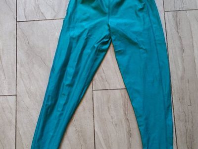 Vintage 80s or 90s Teal Lycra/Nylon Medium Leggings - Made in USA