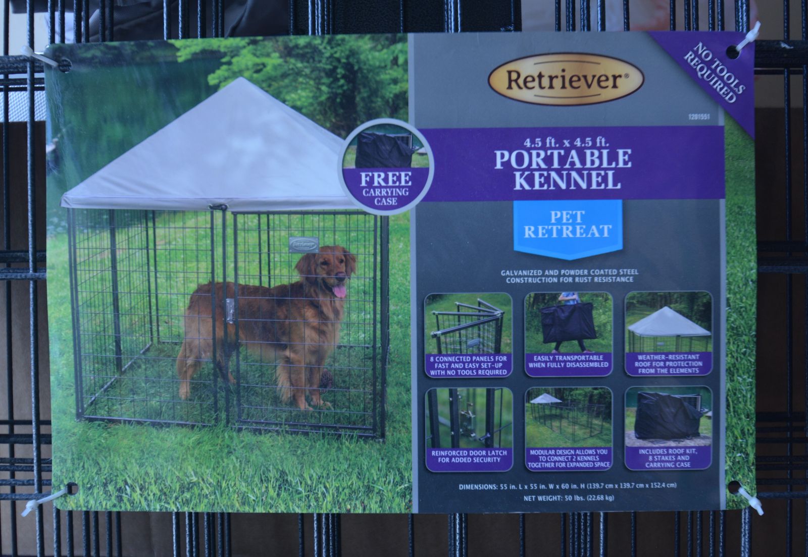 Retriever 4.5' x 4.5' Portable Dog Kennel / Pet Retreat – Heavy-Duty Folding Steel Kennel
