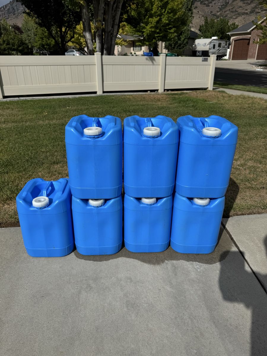 Nampac Packaging 5 Gallon Blue Plastic Jugs Containers Lot of 7