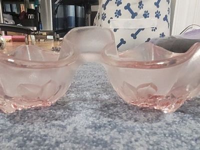 Presentations Crystal Collection Pink Frosted Bowl, Egg Relish, and 5-Part Relish Tray
