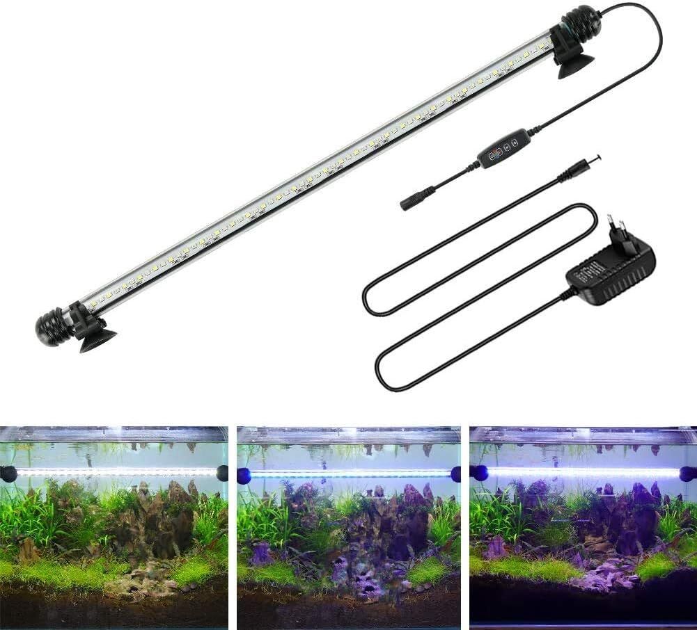 Aquarium Light for Fish Tank, Auto on/Off Submersible White and Blue Aquarium Plant Light 37inch