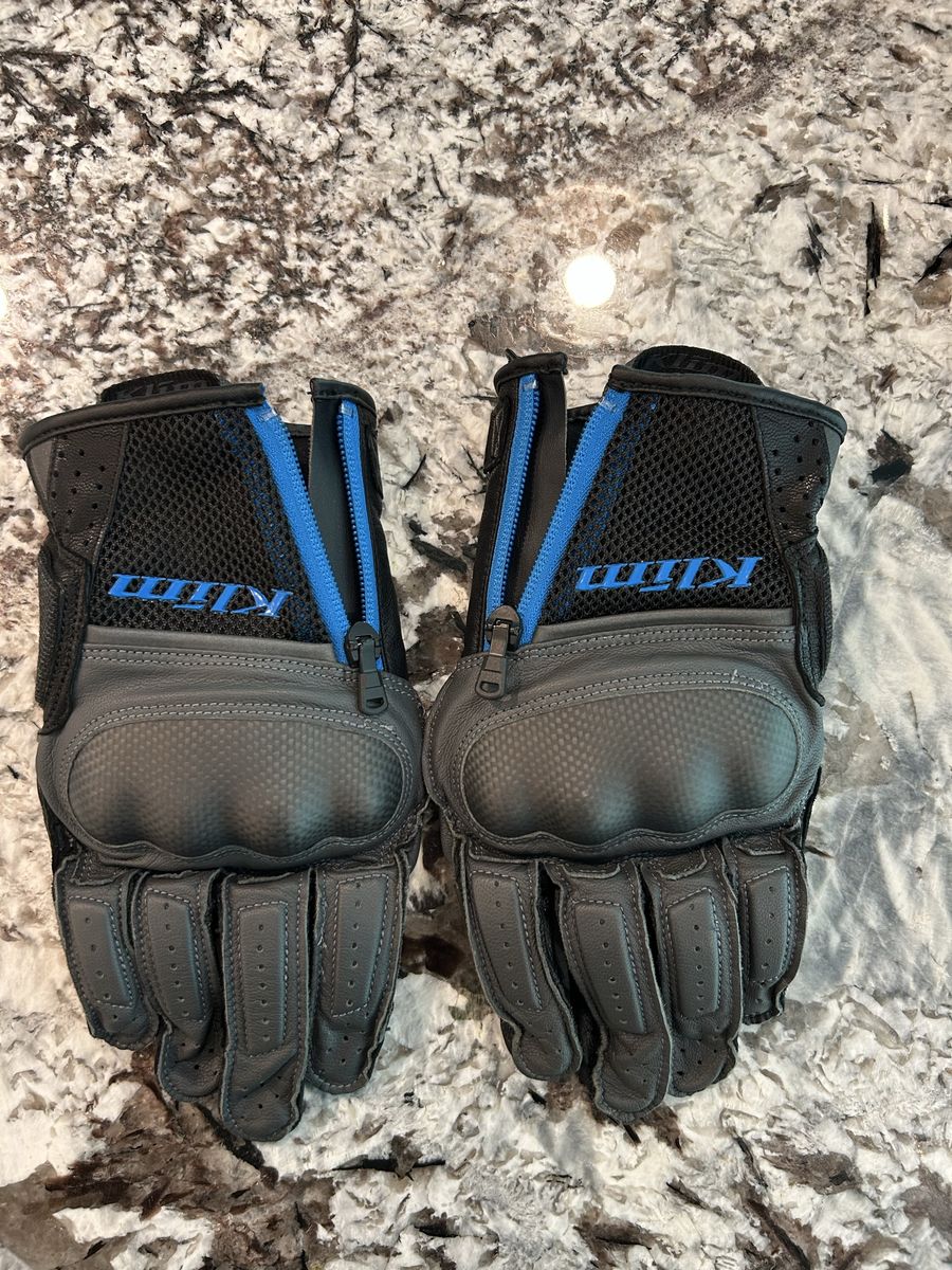 Klim Motorcycle Riding Gloves - Black, Gray, and Blue