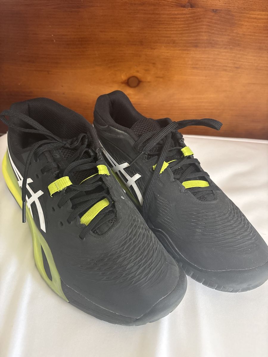 ASICS Men's Black/Neon Yellow Tennis Shoes - Size 9, Excellent Condition