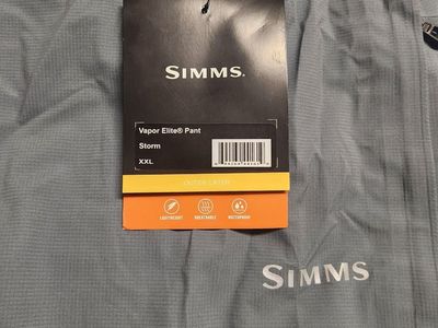 SIMMS Vapor Elite Rain Pants - Men's XXL Storm Grey Lightweight Breathable Waterproof Nylon. $349.00 New, $275.00 on Ebay.