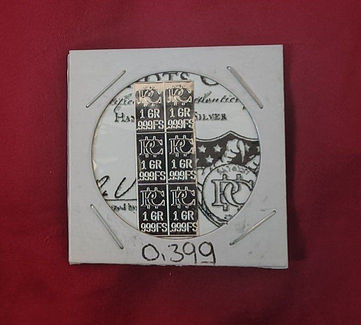 .999 Fine Silver Micro Bars Lot of 6 (1 Grain Each)