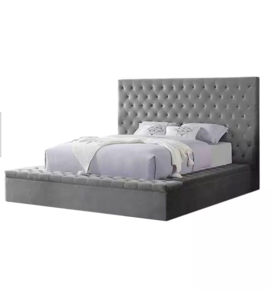 Tufted Velour Velvet Queen Bed Frame