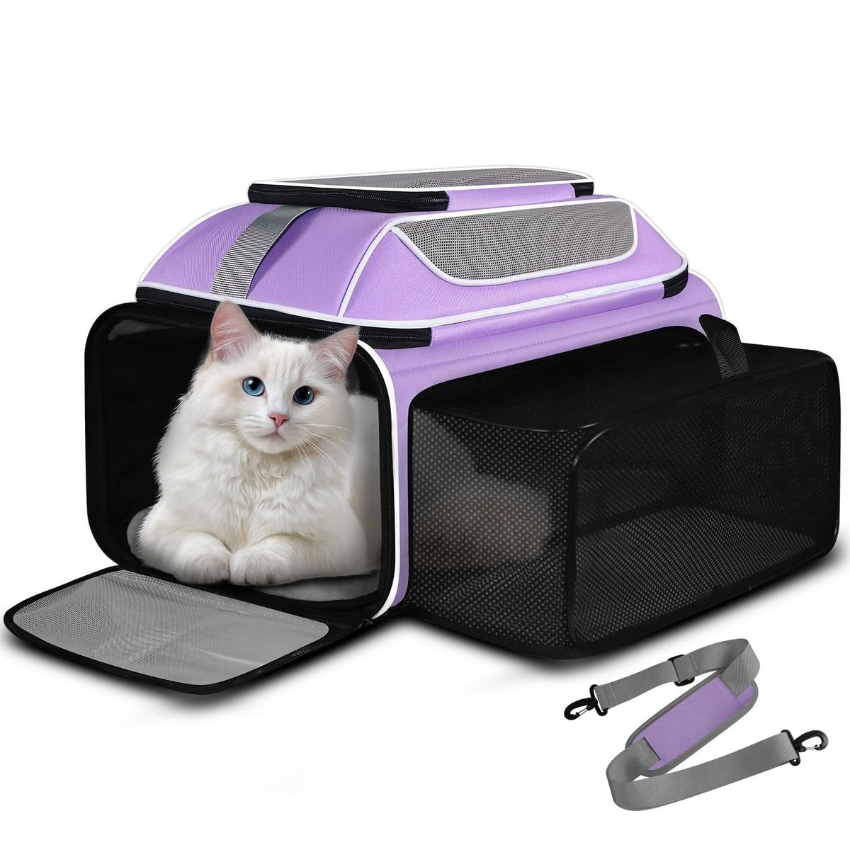 New Top and Side Expandable Pet Carrier 19x13x9 Inches Southwest Allegiant Airlines Approved