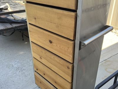 Industrial Style Stainless Steel & Wood 6-Drawer Rolling Storage Cart Cabinet