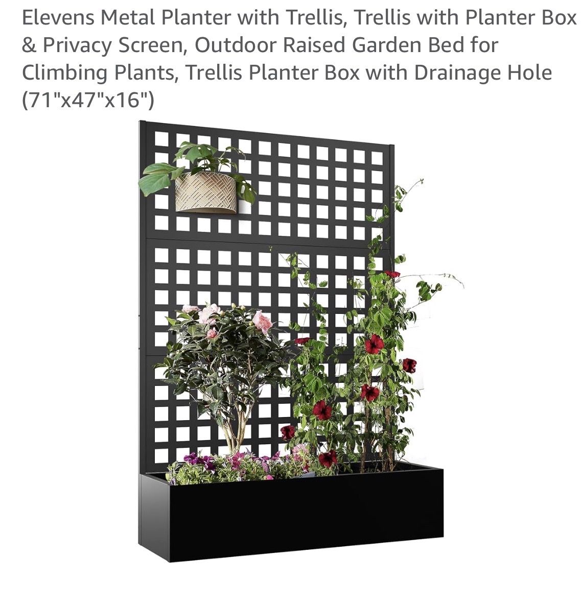 METAL PLANTER BOX WITH TRELLIS