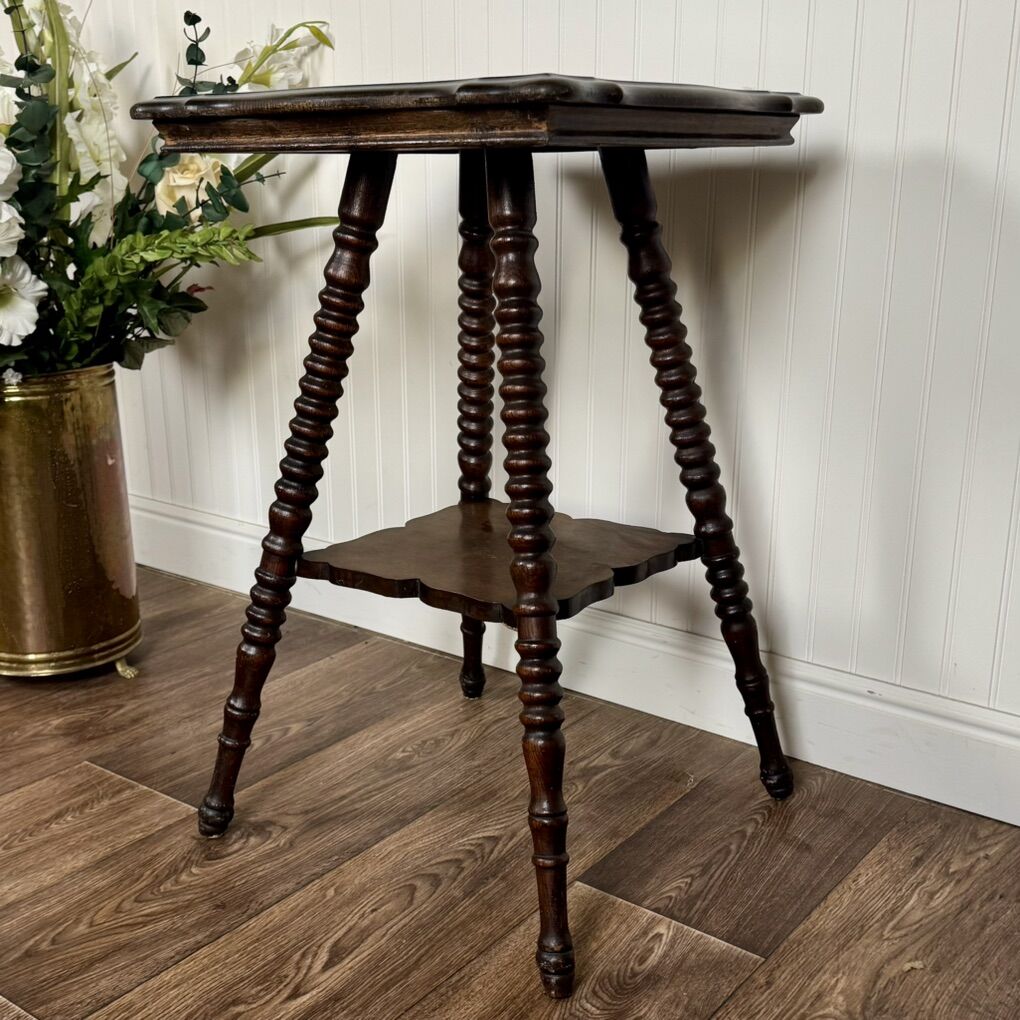Antique Victorian Tiger Oak Parlor Accent Table
