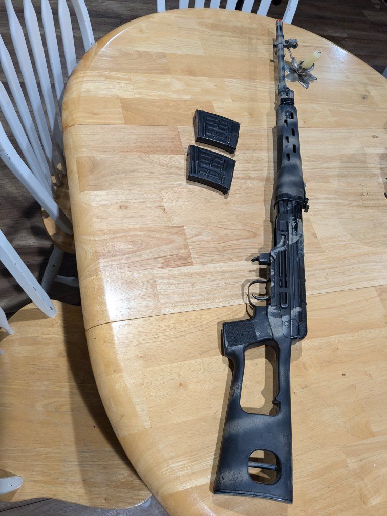 Custom Painted Black & Gray Airsoft Rifle with 2 Magazines