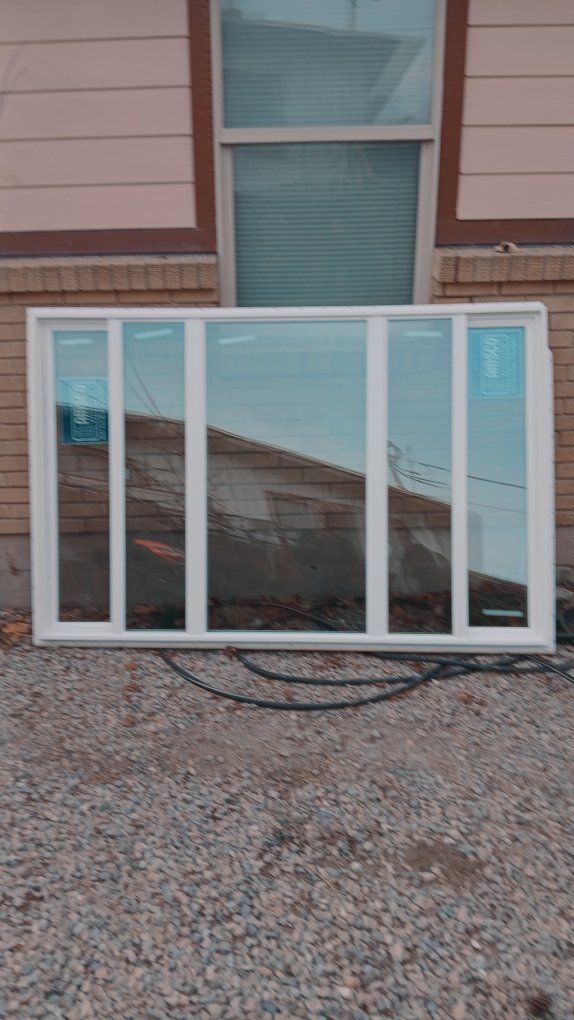 New White Vinyl Horizontal Slider Window - Multiple Panes, Energy Efficient Home Window. 7 feet by 54 inches.
