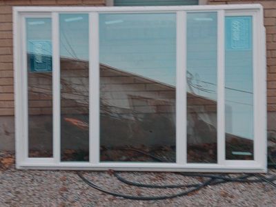 New White Vinyl Horizontal Slider Window - Multiple Panes, Energy Efficient Home Window. 7 feet by 54 inches.
