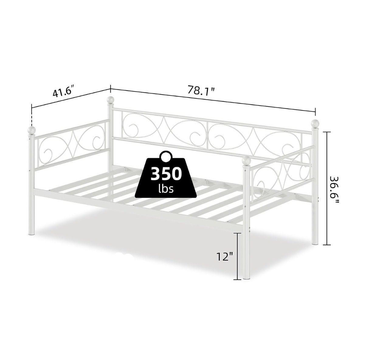 White Twin Metal Daybed With Matress