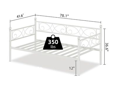 White Twin Metal Daybed With Matress