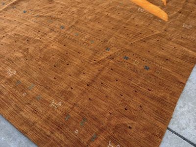 New. Handmade 9x12 Large Gabbeth Orange Geometric Pattern Area Rug - Rustic Home Decor