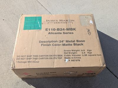 James Martin Vanities 24" Metal Vanity Base – Alicante – Matte Black – New in Box