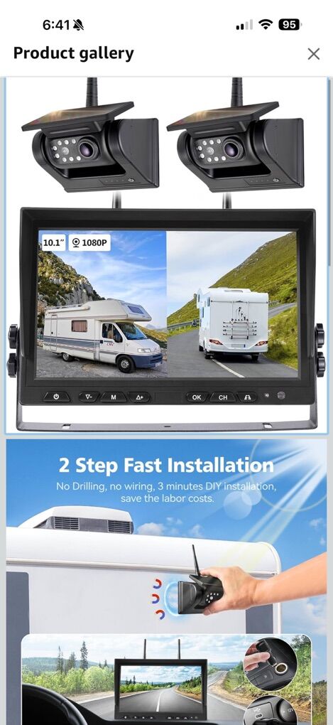 WOOCATY 10.1 two magnetic solar wireless camera