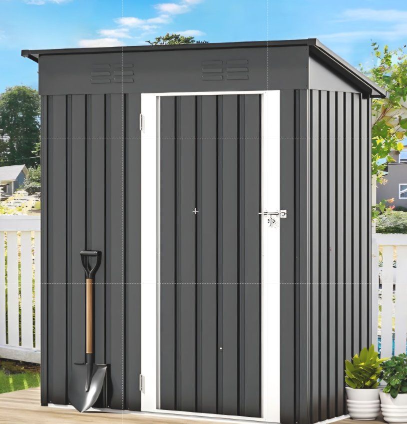 DWVO 5x3ft Outdoor Storage Shed, Weatherproof Tool Shed w/Locking Entry & Ventilation for Grass Cutter, Bike, Equipment, Courtya