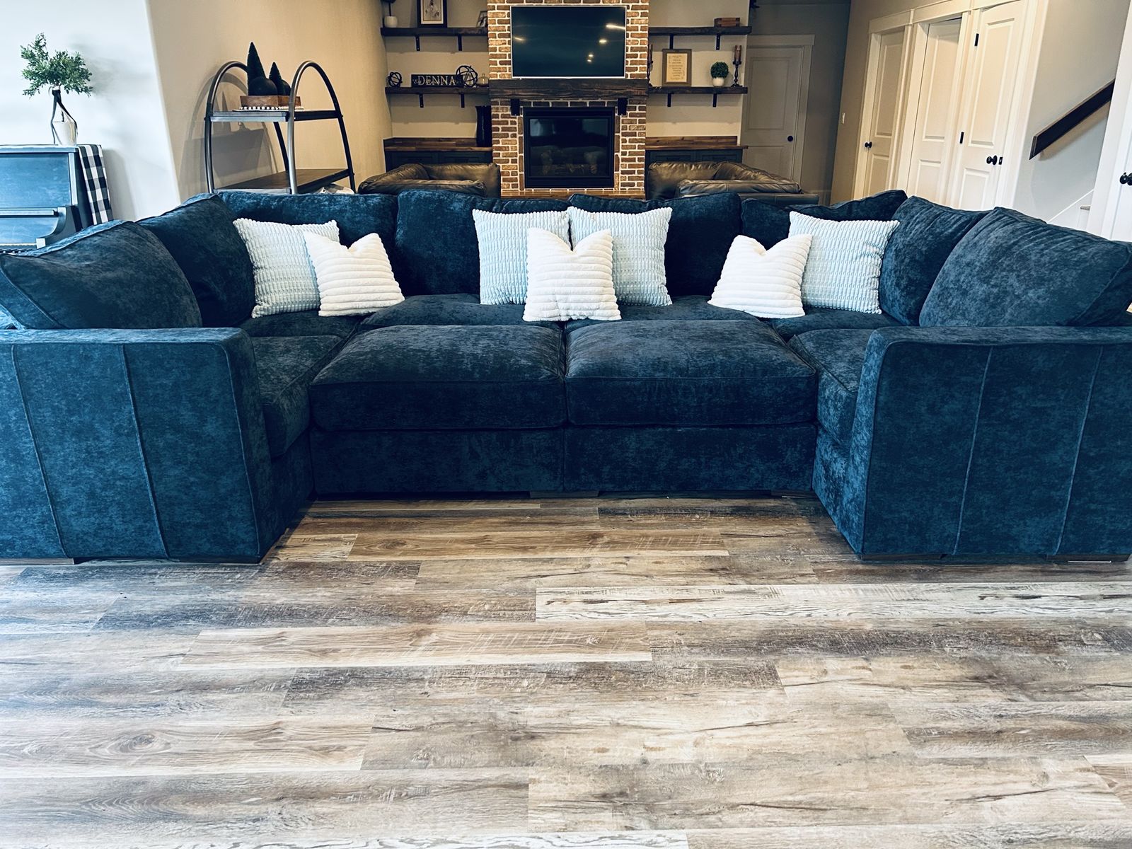 HUGE LoveSac Family Theater Sectional in Sapphire Navy Corded Velvet