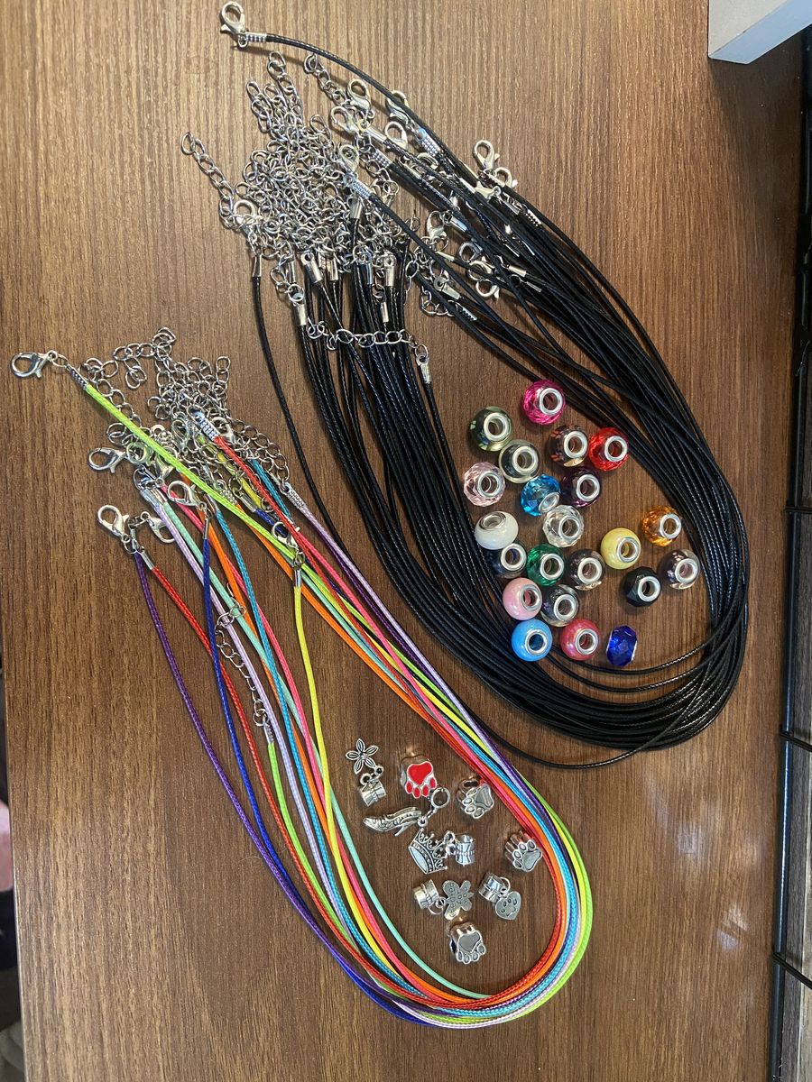 61 pieces jewelry lot for adults or kids European beads and necklaces