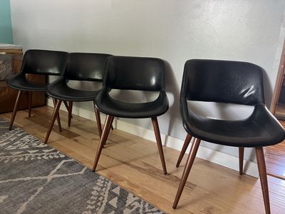 Carson Carrington Langa Mid-Century Black Faux Leather Dining Chairs - Set of 4