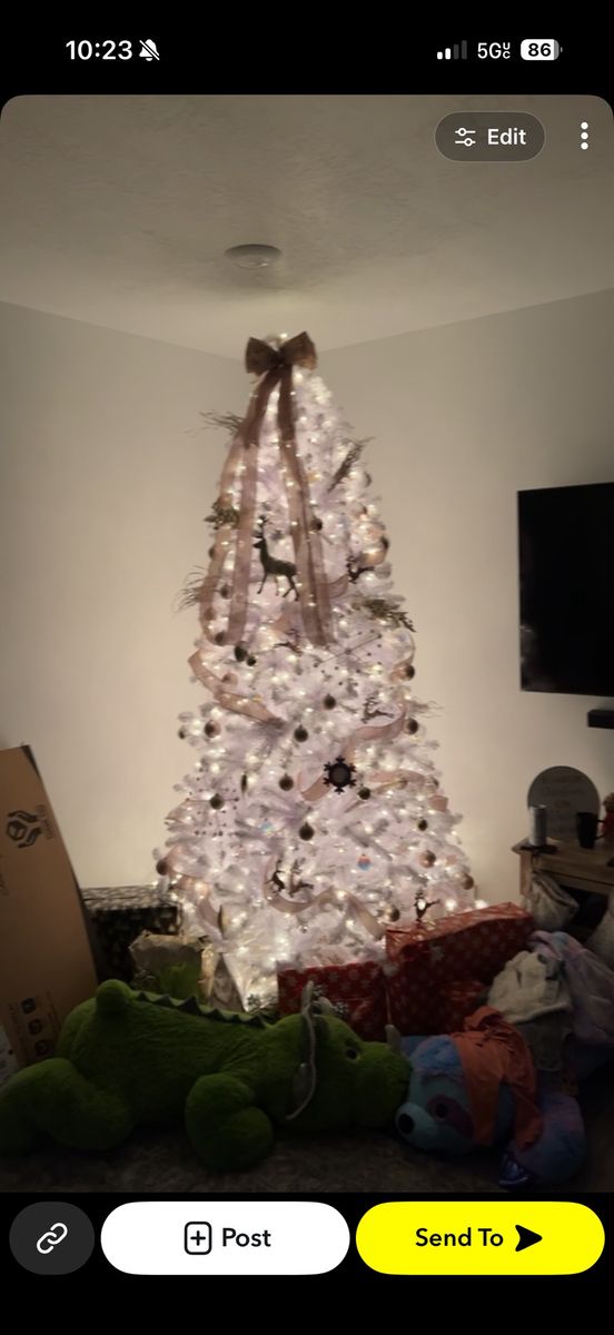 9ft Pre-Lit White Artificial Christmas Tree