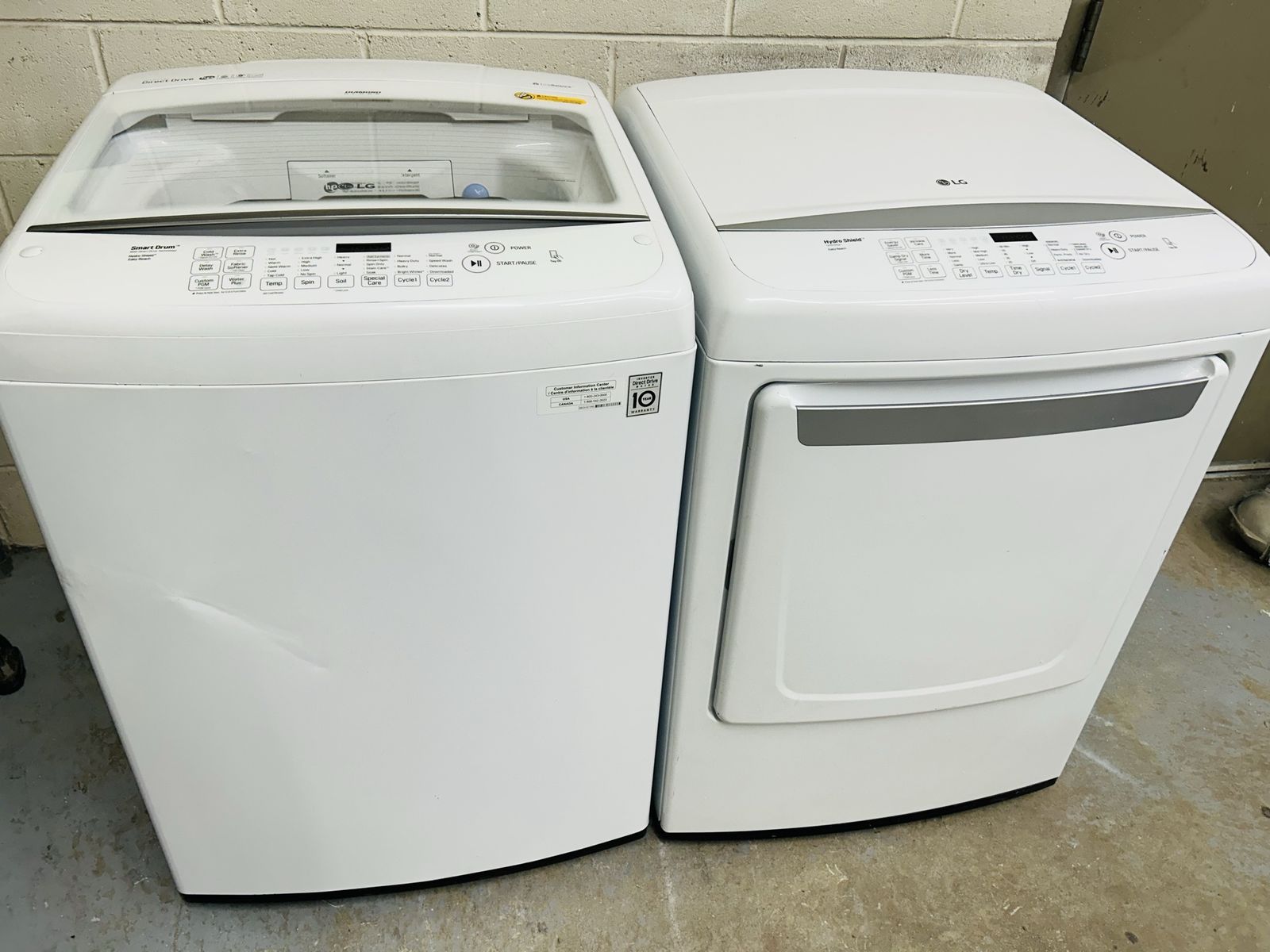 LG super capacity washer and dryer set