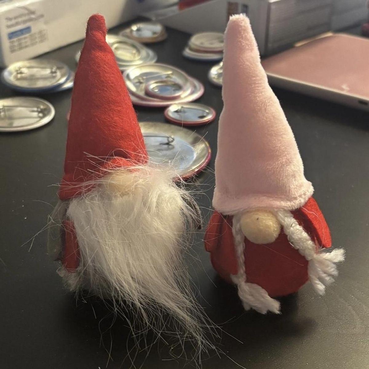 Fabric Gnomes - Red Hat & Pink Hat Plush Decor, Set of 2