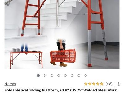 Noliven Foldable Scaffolding Platform, 70.8" x 15.75" Welded Steel Work Platform, 770 Lbs Capacity, Red brand new still in box