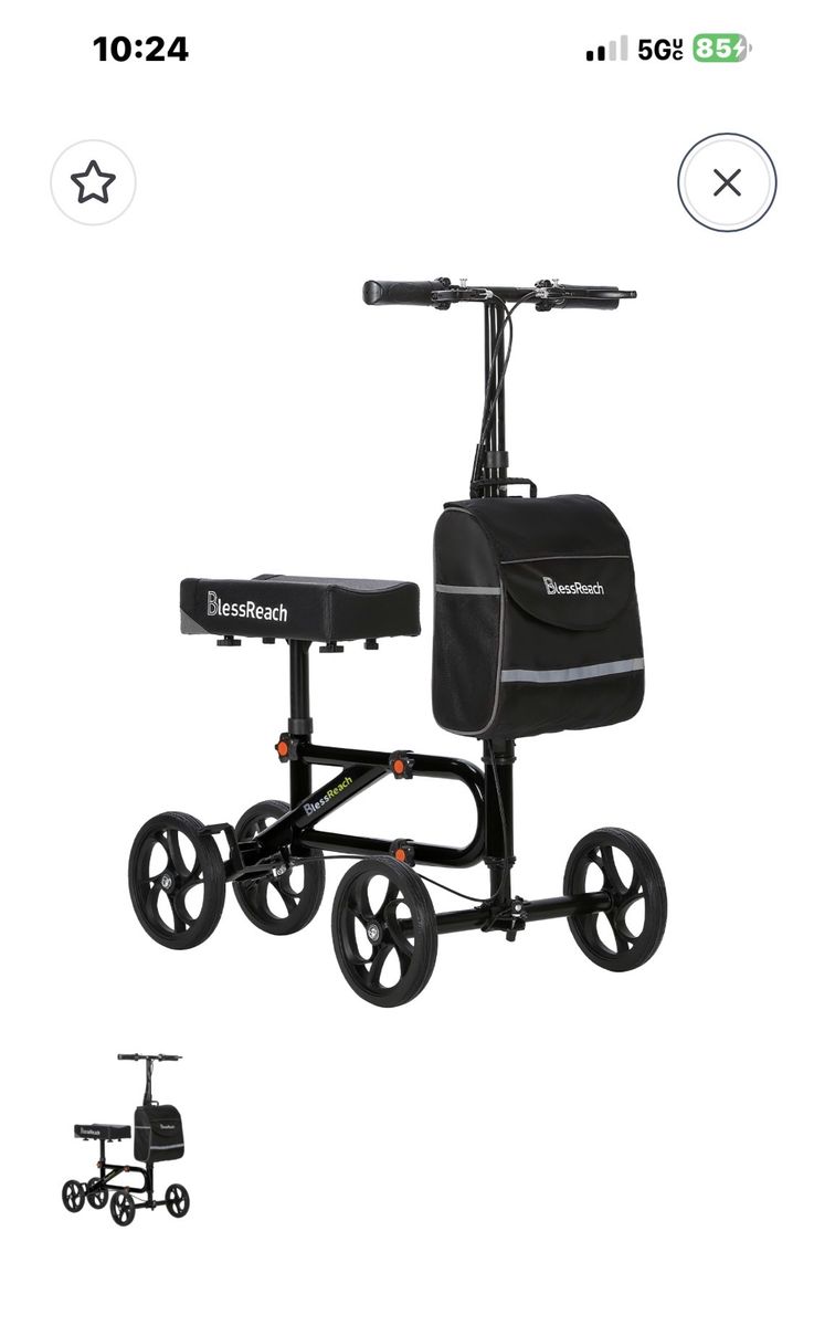 Economy Knee Scooter Steerable Knee Walker for Foot Injuries Compact Crutch Alternative Dual Braking System (Black)new in box